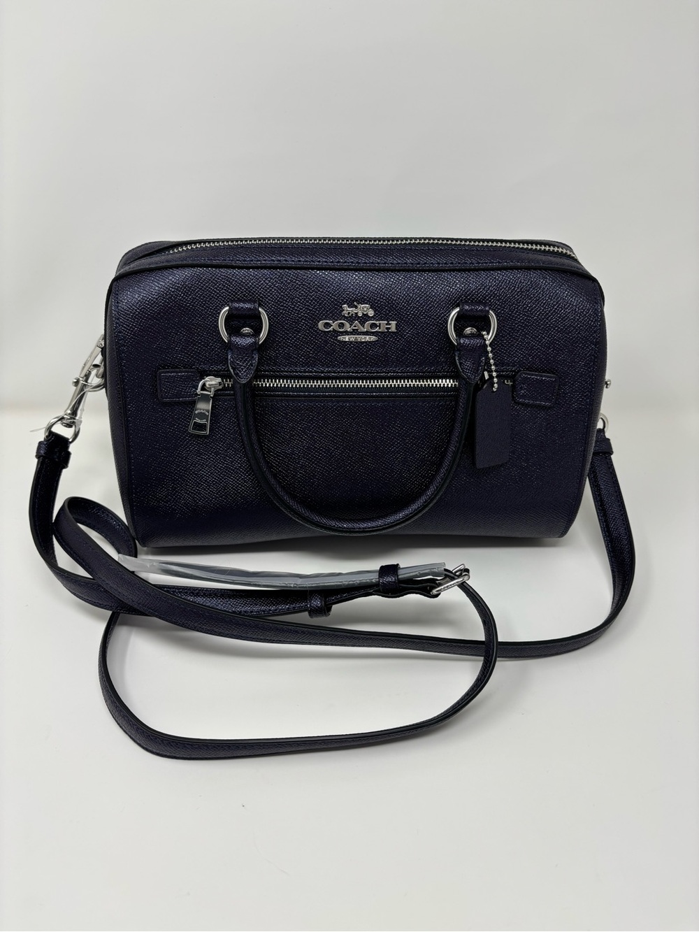 Coach Navy Textured Leather Crossbody Bag